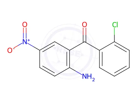 Chemical structure of 2-Amino-2-chloro-5-nitrobenzop henone