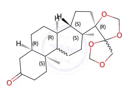 Chemical structure of (5β)-17,20:20,21-Bis[methylenebis(oxy)]pregnan-3-one