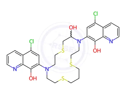 Chemical structure of 4,10-BIS(5-CHLORO-8-HYDROXY-7-QUINOLINYL)-1,7,13-TRITHIA-4,10-DIAZACYCLOHEXADECAN-9-OL