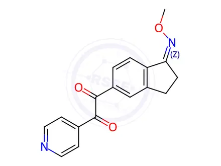 Chemical structure of 1-(1-(Methoxyimino)-2,3-dihydro-1H-inden-5-yl)-2-(pyridin-4-yl)ethane-1,2-dione