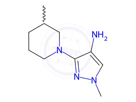 Chemical structure of 1-methyl-3-(3-methylpiperidin-1-yl)-1H-pyrazol-4-amine
