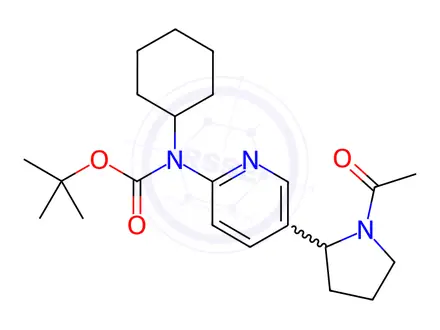 Chemical structure of tert-Butyl (5-(1-acetylpyrrolidin-2-yl)pyridin-2-yl)(cyclohexyl)carbamate