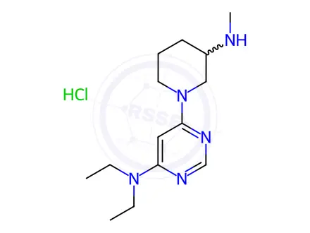 Chemical structure of Diethyl-[6-(3-MethylaMino-piperidin-1-yl)-pyriMidin-4-yl]-aMine hydrochloride