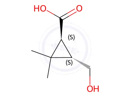 Chemical structure of (1S,3S)-3-(Hydroxymethyl)-2,2-dimethylcyclopropane-1-carboxylic acid
