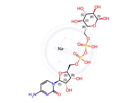 Chemical structure of cytidine 5'-diphosphoglucose, disodium salt