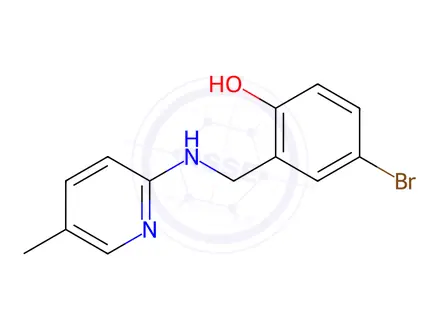 Chemical structure of 4-Bromo-2-{[(5-methylpyridin-2-yl)amino]methyl}phenol