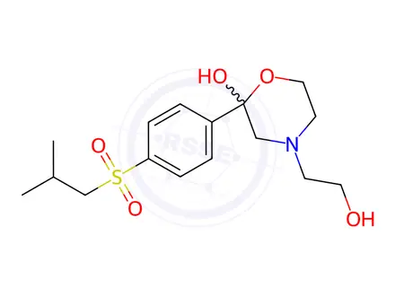 Chemical structure of 4-Morpholineethanol, 2-hydroxy-2-(p-(isobutylsulfonyl)phenyl)-, hydroc hloride, hydrate
