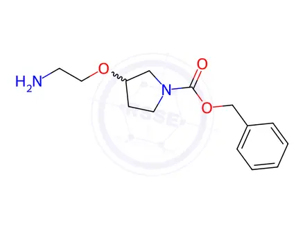 Chemical structure of Benzyl 3-(2-aminoethoxy)pyrrolidine-1-carboxylate