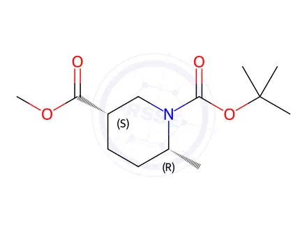 Chemical structure of 1-tert-Butyl 3-methyl (3S,6R)-6-methylpiperidine-1,3-dicarboxylate