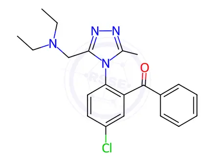 Chemical structure of (5-Chloro-2-(3-((diethylamino)methyl)-5-methyl-4H-1,2,4-triazol-4-yl)phenyl)(phenyl)methanone