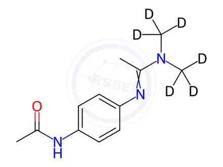 Chemical structure of N'-(4-Acetylaminophenyl)-N,N-dimethylacetamidine-d6