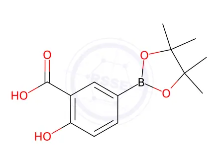 Chemical structure of 2-Hydroxy-5-(4,4,5,5-tetramethyl-1,3,2-dioxaborolan-2-yl)benzoic acid