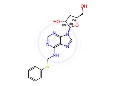 Chemical structure of Adenosine, 3'-deoxy-N-[(phenylthio)methyl]-(9CI)