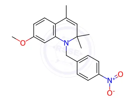 Chemical structure of 1-{4-nitrobenzyl}-7-methoxy-2,2,4-trimethyl-1,2-dihydroquinoline