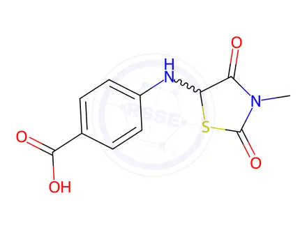 Chemical structure of 4-((3-Methyl-2,4-dioxothiazolidin-5-yl)amino)benzoic acid