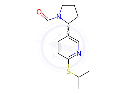 Chemical structure of 2-(6-(Isopropylthio)pyridin-3-yl)pyrrolidine-1-carbaldehyde