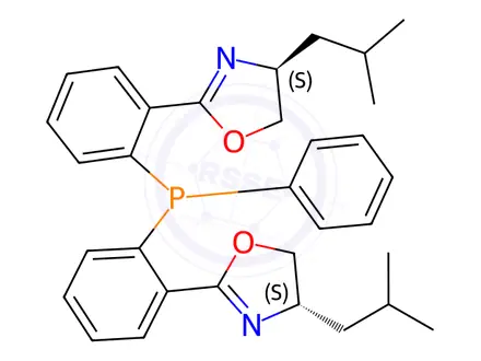 Chemical structure of (4S,4'S)-2,2'-((Phenylphosphinediyl)bis(2,1-phenylene))bis(4-isobutyl-4,5-dihydrooxazole)