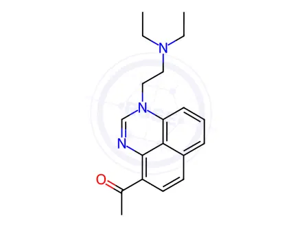 Chemical structure of 1-beta-Diethylaminoethyl-4-acetylperimidine dihydrochloride