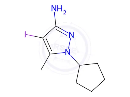 Chemical structure of 1-cyclopentyl-4-iodo-5-methyl-1H-pyrazol-3-amine
