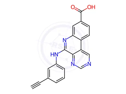 Chemical structure of 5-((3-Ethynylphenyl)amino)pyrimido[4,5-c]quinoline-8-carboxylic acid