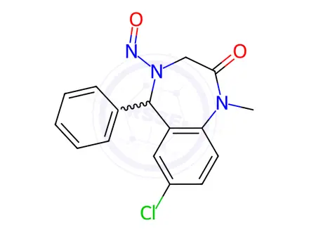 Chemical structure of Diazepam Impurity 32 (N-Nitroso Diazepam Impurity 31)