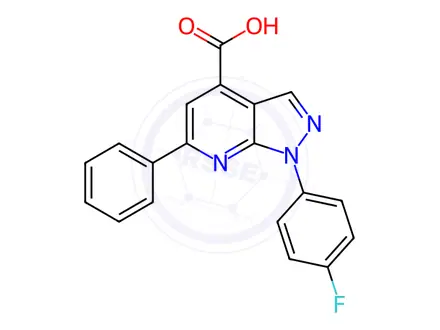 Chemical structure of 1-(4-Fluorophenyl)-6-phenyl-1h-pyrazolo[3,4-b]pyridine-4-carboxylic acid