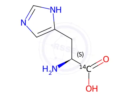 Chemical structure of HISTIDINE, L-, [CARBOXYL-14C]