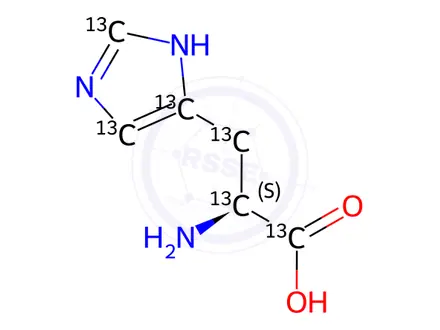 Chemical structure of L-Histidine Hydrochloride Hydrate 13C6