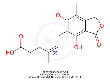 Chemical structure of Mycophenolate Sodium Impurity 12 ((Z)-Mycophenolic Acid)