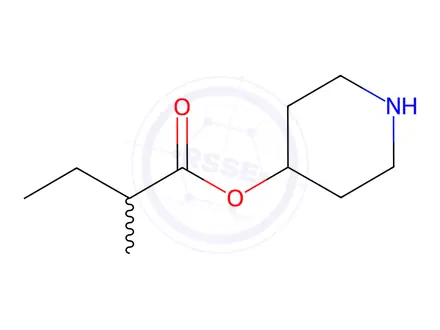 Chemical structure of Butanoic acid, 2-methyl-, 4-piperidinyl ester (9CI)