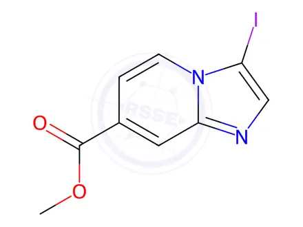 Chemical structure of 3-Iodoimidazo[1,2-a]pyridine-7-carboxylic acid methyl ester