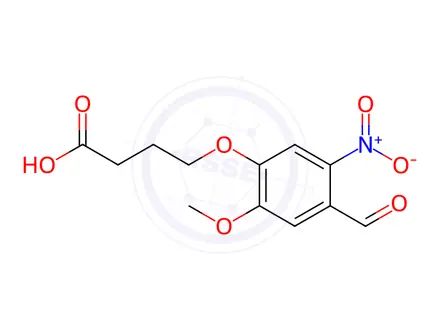 Chemical structure of Butanoic acid, 4-(4-formyl-2-methoxy-5-nitrophenoxy)-