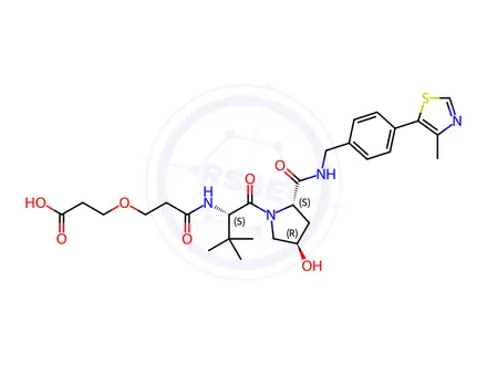 Chemical structure of 3-(3-(((S)-1-((2S,4R)-4-Hydroxy-2-((4-(4-methylthiazol-5-yl)benzyl)carbamoyl)pyrrolidin-1-yl)-3,3-dimethyl-1-oxobutan-2-yl)amino)-3-oxopropoxy)propanoic acid