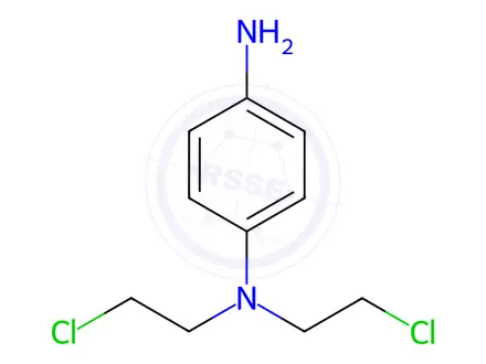 Chemical structure of N1,N1-bis(2-chloroethyl)benzene-1,4-diamine dihydrochloride