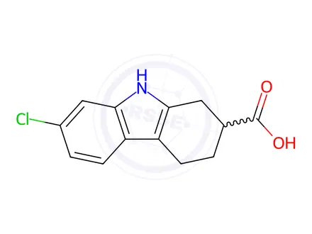Chemical structure of 1H-Carbazole-2-carboxylic acid, 7-chloro-2,3,4,9-tetrahydro-