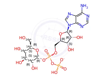 Chemical structure of ADENOSINE 5'-DIPHOSPHO-(D-GLUCOSE-UL-14C) AMMONIUM SALT