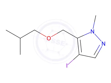 Chemical structure of 4-iodo-5-(isobutoxymethyl)-1-methyl-1H-pyrazole