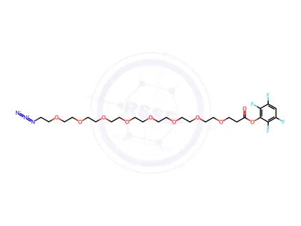 Chemical structure of 2,3,5,6-Tetrafluorophenyl 1-azido-3,6,9,12,15,18,21,24-octaoxaheptacosan-27-oate