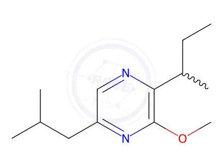 Chemical structure of Pyrazine, 3-methoxy-2-(1-methylpropyl)-5-(2-methylpropyl)