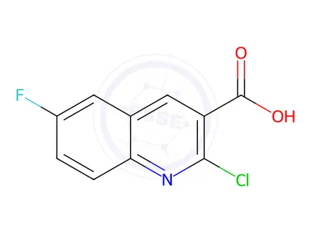 Chemical structure of 2-chloro-6-fluoro-quinoline-3-carboxylic acid
