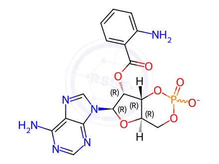 Chemical structure of ADENOSINE 3',5'-CYCLIC MONOPHOSPHATE, 2'-O-ANTHRANILOYL-, SODIUM SALT