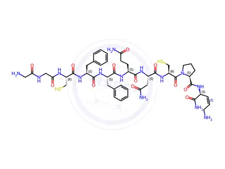 Chemical structure of vasopressin, 2-Gly-9-des-Gly-2-Phe-8-Orn-