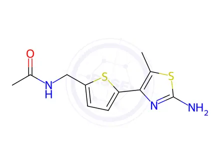Chemical structure of n-{[5-(2-amino-5-methyl-1,3-thiazol-4-yl)thiophen-2-yl]methyl}acetamide