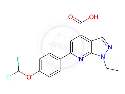 Chemical structure of 6-[4-(difluoromethoxy)phenyl]-1-ethyl-1H-pyrazolo[3,4-b]pyridine-4-carboxylic acid