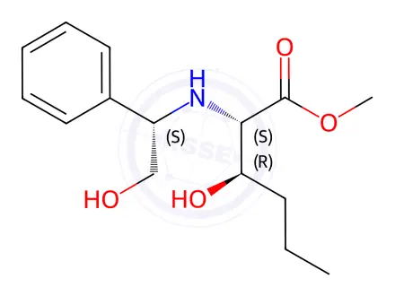 Chemical structure of (2S,3R)-3-Hydroxy-2-((1S)-2-hydroxy-1-phenylethylamino)hexanoic Acid Methyl Ester