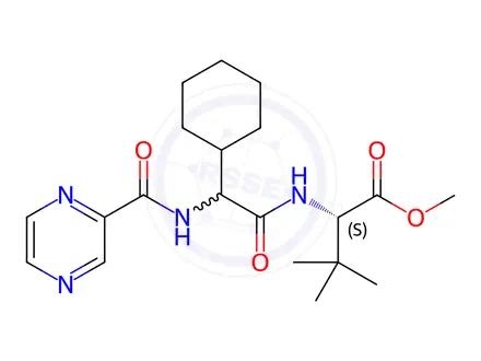 Chemical structure of L-Valine, (2S)-2-cyclohexyl-N-(2-pyrazinylcarbonyl)glycyl-3-Methyl-, Methyl ester