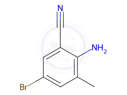 Chemical structure of Benzonitrile, 2-amino-5-bromo-3-methyl-