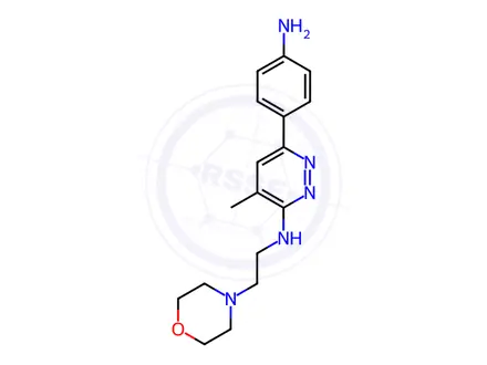 Chemical structure of 6-(4-aminophenyl)-4-methyl-N-(2-morpholin-4-ylethyl)pyridazin-3-amine dihydrochloride