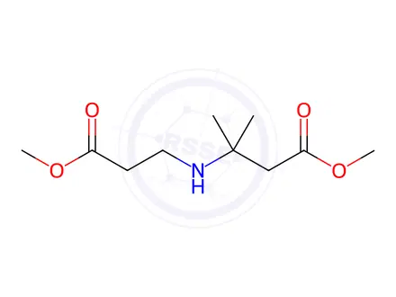 Chemical structure of Butanoic acid, 3-[(3-methoxy-3-oxopropyl)amino]-3-methyl-, methyl ester