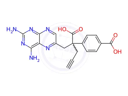 Chemical structure of 6-Pteridinepropanoic acid, 2,4-diamino-α-(4-carboxyphenyl)-α-2-propyn-1-yl-(N-cyclohexylcyclohexanamine)